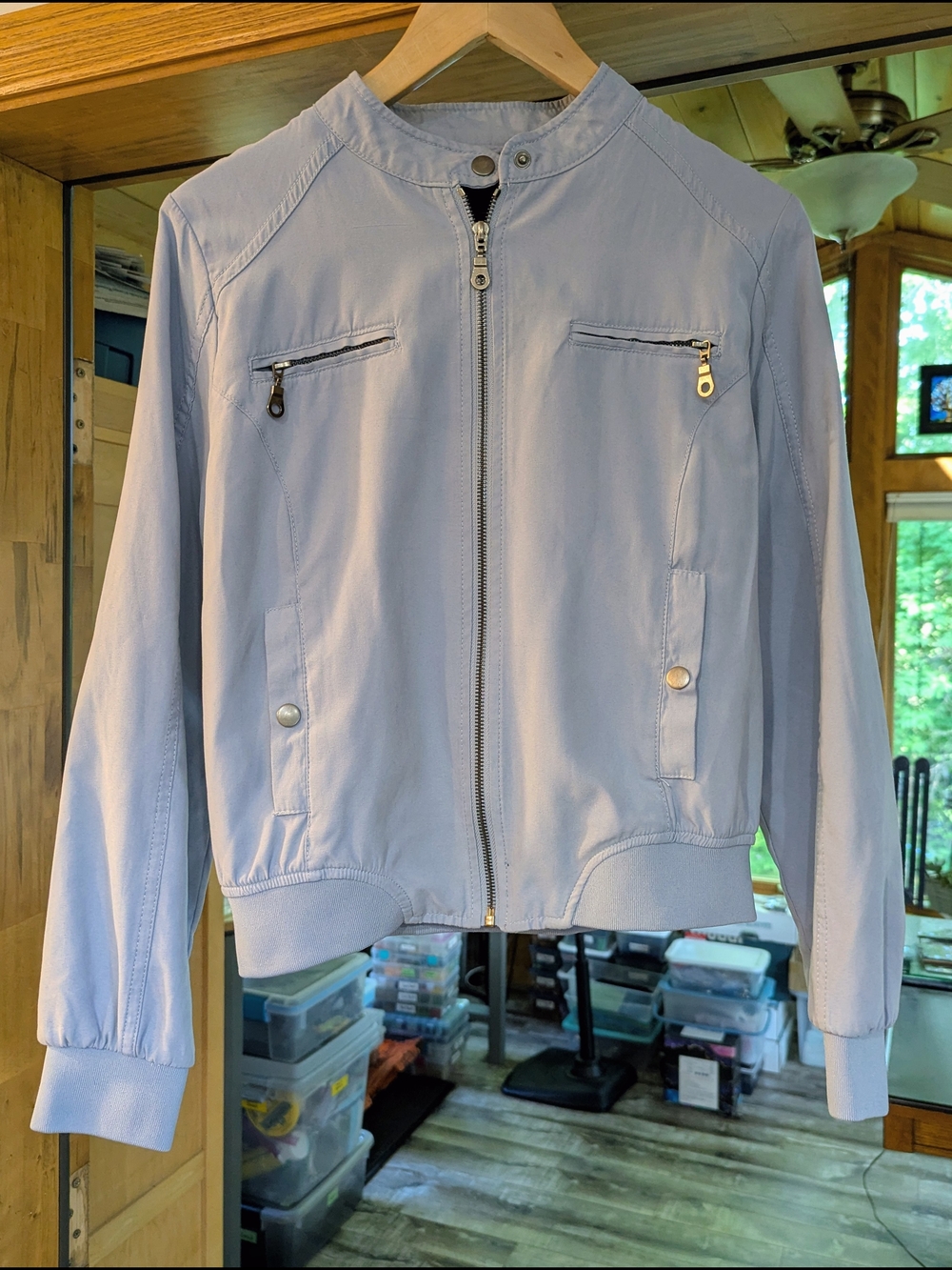 Like New Iris Light Lavender Bomber Jacket with Zipper Pockets